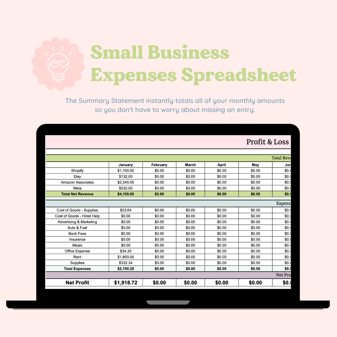 Small Business Expenses Google Spreadsheet