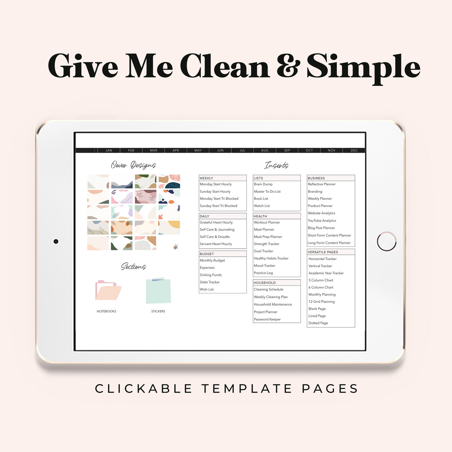 Give Me Clean and Simple Digital 2024 Planner for Ipad Planning