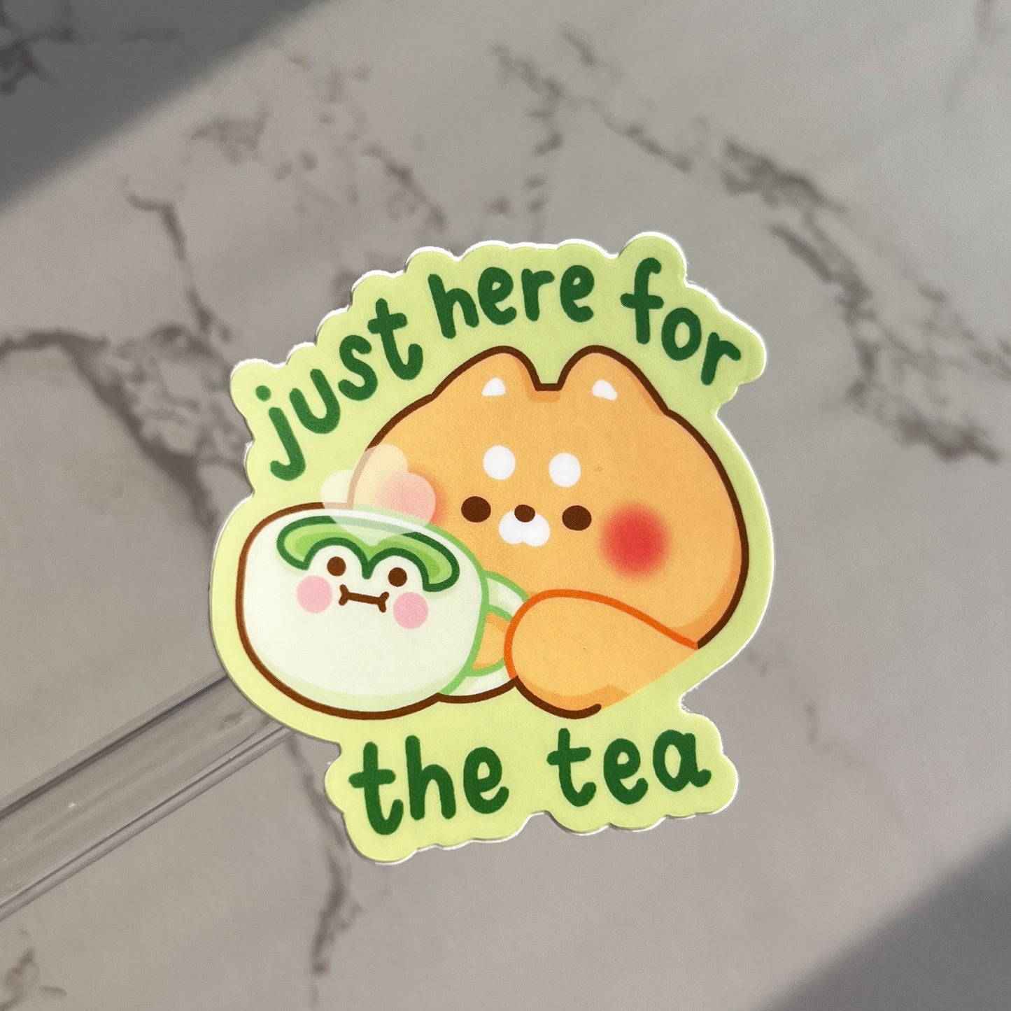 Just Here For the Tea Shiba Dog Sticker - @stickyriceco