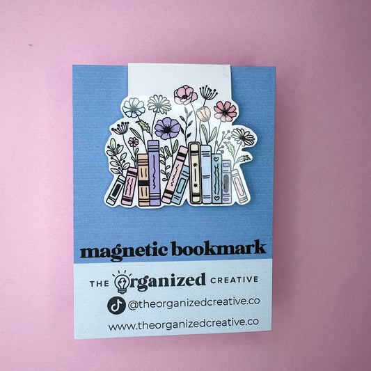 Floral Book Stack Magnetic Bookmark