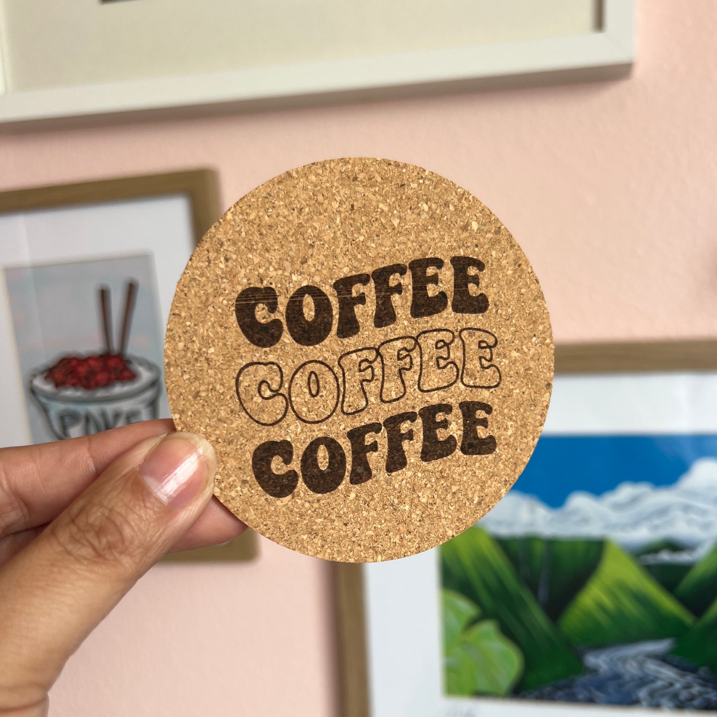 Coffee Coffee Coffee Cork Coaster