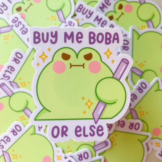 Buy Me Boba or Else Frog Sticker - @stickyriceco