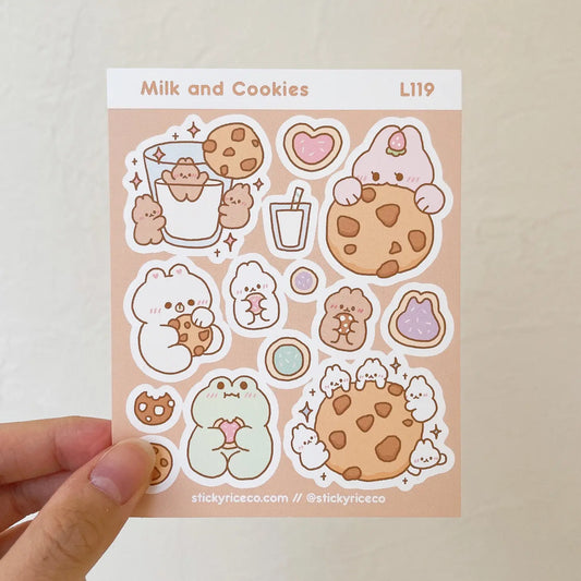 Milk and Cookies Sticker Sheet - @stickyriceco